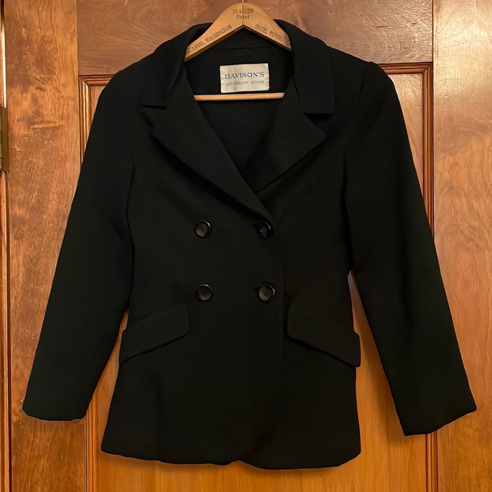 Davison’s Georgian Room Vintage Heavy Black Double-Breasted Blazer